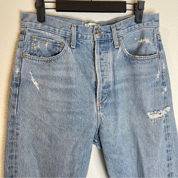 AGOLDE 90s Mid Rise Jean Size 26 Loose Fit Distressed Destroyed - Picture 3 of 14